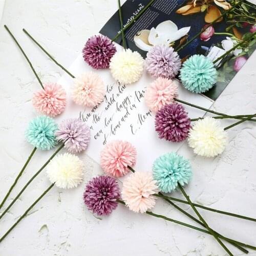 1pc Single Head Simulation Dandelion Flowers Ball Sitting Room Potted Flower Arranging Hydrangea Wedding New Year Decoration
