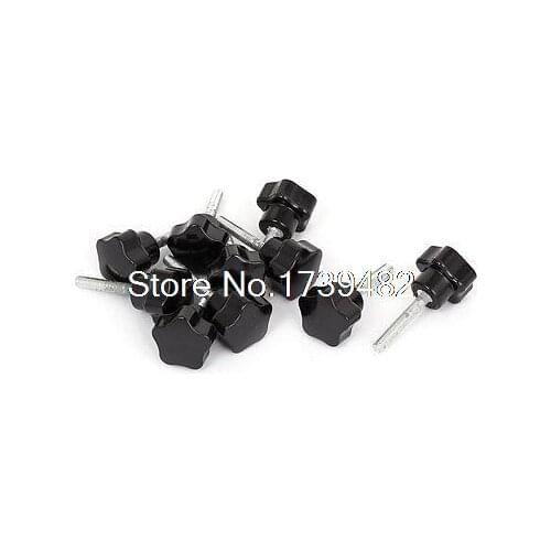 25mm Plastic Star Head M5x30mm Male Thread Screw on Clamping Knob Grips 10pcs