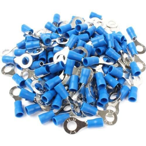 50Pcs/pack Rv2-6 Blue Ring Insulated Terminal Cable Wire Connector Suit 1.5-2.5Mm Electrical Crimp Terminal Rv2.5-6 Rv