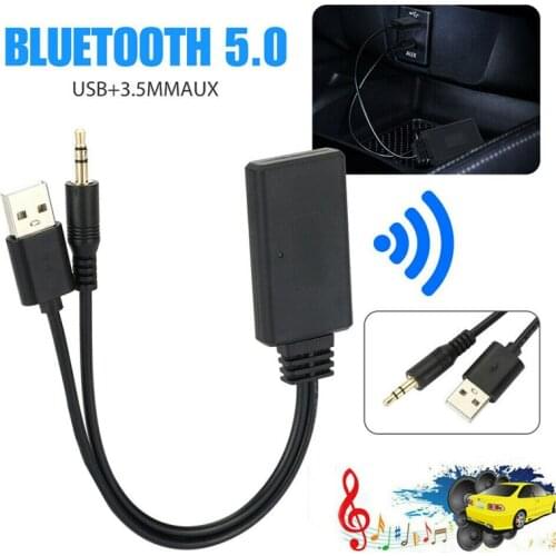 BT 5.0 Receiver Adapter USB 3.5mm Jack Stereo Audio Accessories Car AUX Blue Audio Receivers For Car Auxiliary Speaker Brand New