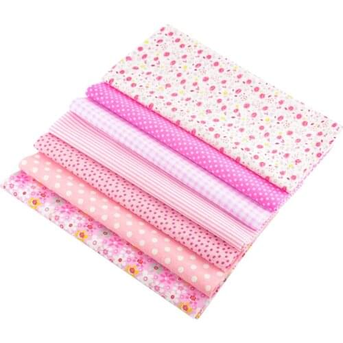 Booksew 7pcs/ lot Cute Pink Color Cotton Fabric Bundle For Fat Quarter Textile Desk Decoration Tecido Quilting Sewing