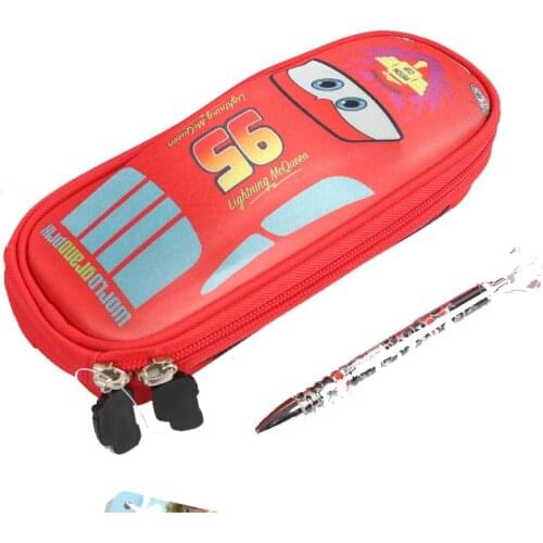 Disney car pencil case stationery storage box cartoon creative double-layer large-capacity pencil case childrens learning gift