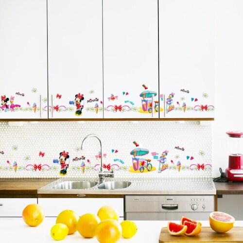 Disney Mickey Minnie Stickers cartoon feet line childrens room decoration stickers kitchen wardrobe decoration stickers