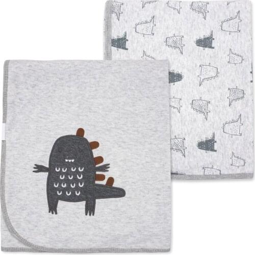 2 Layers Baby Blanket 75x85cm 1pc 100% Newborn Swaddle Kids Bath Towel Dinosaur Lemon Airplane Pattern For Boy Gilrs