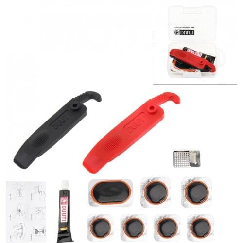 Bicycle Tire Repair Tool Portable Kit with Patch Crowbar Cement Transparent Box Tire Repair Kits Bicycle Repair Tools