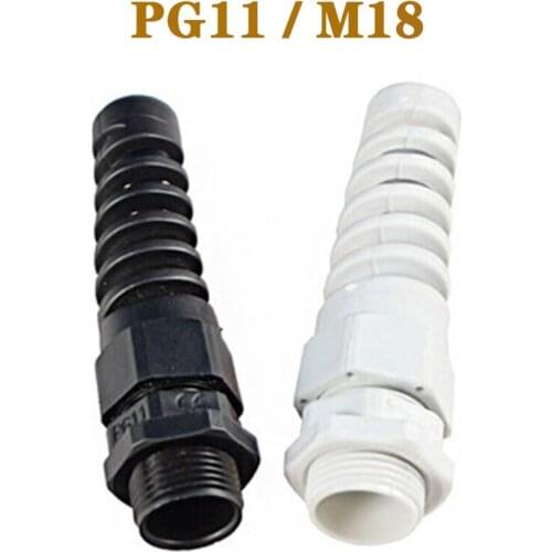 PG11 M18 5pcs Nylon Cable conduit Gland 5-10 thread gland Plastic Flex Spiral Strain Relief cable anti-bending connection