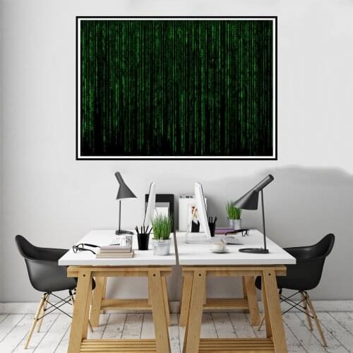 World Map Code Data Network Poster Canvas Print Painting Wall Art Living Room Home Decoration