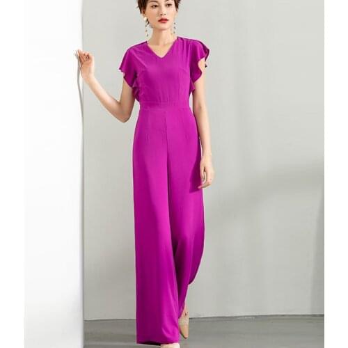 Jumpsuit Women Summer 2020 Elegant High Street Chiffon V-neck Party Wide Leg Plus Size Jumpsuits Rompers 3XL 4XL Women Clothes