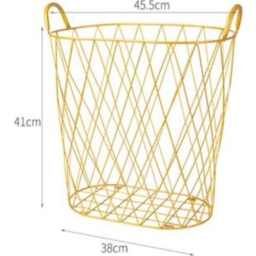 Household Bathroom Golden Dirty Clothes Storage Basket Wrought Iron Light Luxury Laundry Basket Toy Bucket