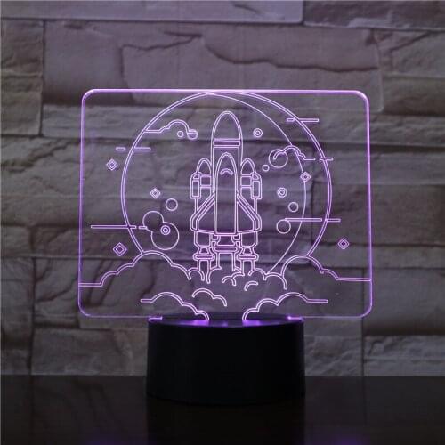 Space shuttle 3D Illusion Night Light LED Atmosphere Lamp Touch Switch Nightlight Boys Kids Birthday Gift Smart Phone Control