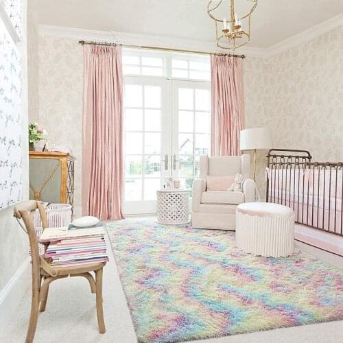 HOT Super Soft Non-Slip Rug, Rainbow Shaggy Rug,Modern Rugs for Living Room, Bedroom, Childrens Room 90X160cm