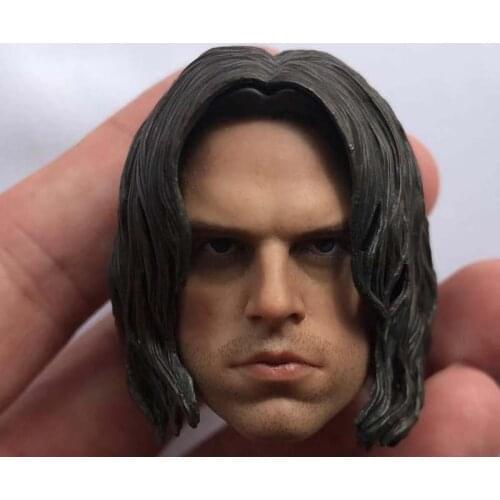 1/6 Scale Winter Soldier Head Carving Model Toy Bucky Barnes Head Sculpt for 12in HT Phicen Tbleague Action Figure Collection