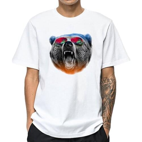 Men Cute T Shirt Cartoon Heart Pattern Bear Animal Print Tee Tops Short Sleeve Funny Harajuku T-Shirt Plus Size