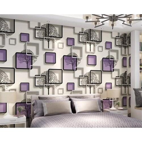 Beibehang Cubic Grids papel de parede Wallpaper Abstract Black and White Trees Wallpaper Bedroom Living Room TV Background Wall