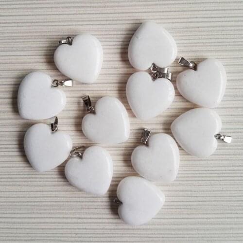 Wholesale White marble natural stone heart pendants for making Jewelry 20MM charm fashion accessories 12pcs/lot Free shipping