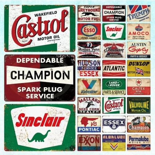Shabby Retro Motor Oil Plaque Tin Sign Vintage Racing Oil Metal Sign Garage Parts & Service Plate Race Fuel Poster Wall Decor