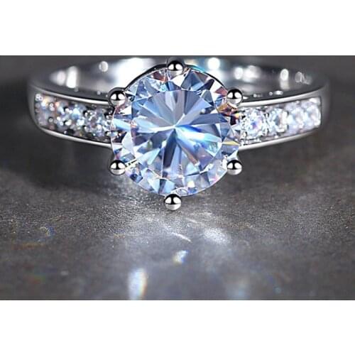 Simple Atmosphere Lovers Promise Ring Luxury Crystal Cubic Zirconia Rings for Women Valentines Anniversary Gift