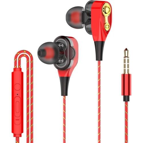 Dual Drive Stereo Wired earphone In-Ear Sport Headset 3.5mm Sport Gaming Headset With Mic handsfree Earphone For iPhone Samsung