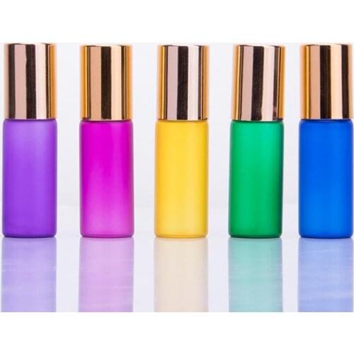 5ml empty mini glass roll on bottle for essential oils,refillable perfume containers with stainless steel roller ball F20172722