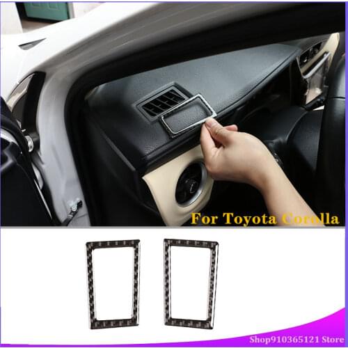 Real Carbon Fiber (Soft) Auto Dashboard Air Outlet Frame For 2014-2018 Toyota Corolla Car Exterior Accessories 2-Piece Set