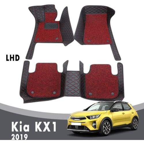 Luxury Car Floor Mats Carpets For Kia KX1 2019 Double Layer Wire Loop Interior Artificial Leather Custom Auto Accessories Rugs