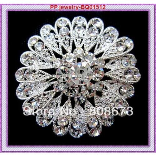 Silver Tone Bright Clear Crystals Sunflower Women Pins Brooch Hot Selling Cheap Wholesale Factory Direct Sale