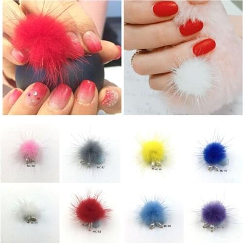 Cute 5pcs Fluffy Plush Ball 3D Nail Art Decorations Detachable Magnetic Pompoms Jewelry Manicure Fashion Accessories