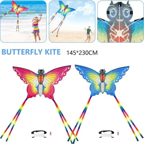 Foldable 3D Cartoon Butterfly Kite Toys Outdoor Beach Game Butterfly Kite With Handle Line Flying Toys Easy Control Kite