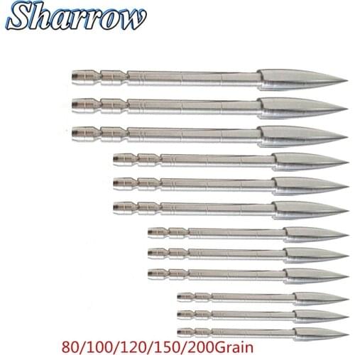 Shooting Arrowheads Target Point Carbon Steel Broad Head 80/100/120/150/200Grain for ID 4.2 Mm Arrow Shaft Archery Practice
