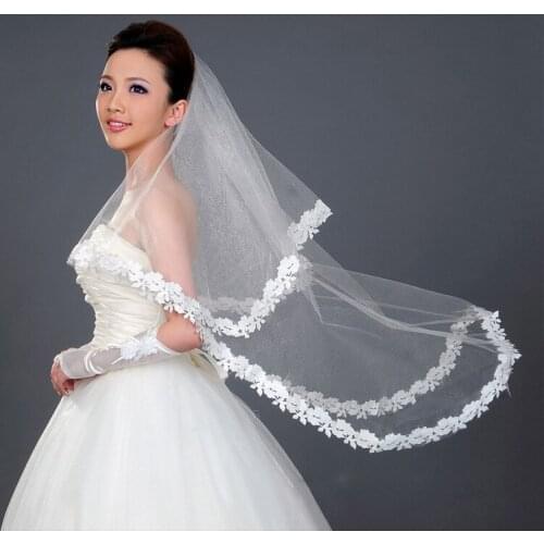 New Arrival Wedding Accessories One Layer Ribbon Edge White Ivory Wedding Veils Bridal Veil 2021