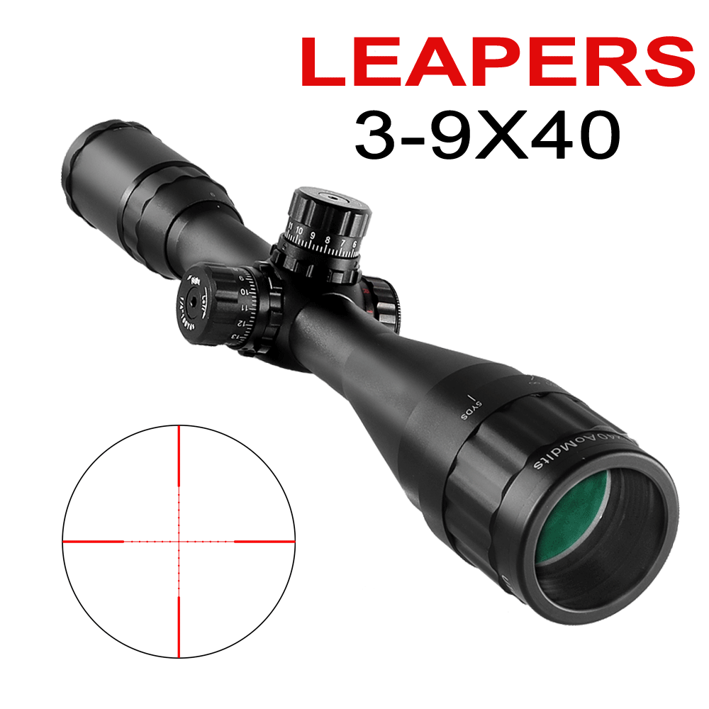 LEAPERS 3-9X40 Riflescope Tactical Optical Rifle Scope Red Green Blue Dot Sight Illuminated Retical Sight Hunting Scopes