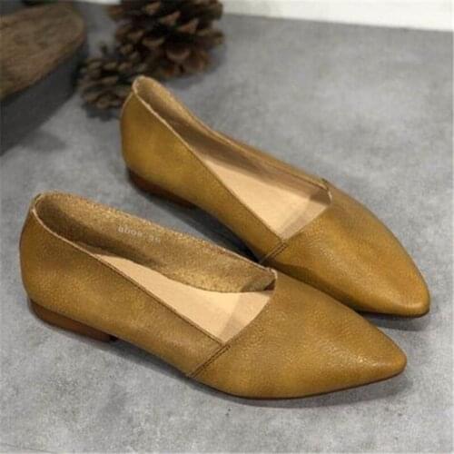 Women flats 2020 Summer women slipony genuine leather shoes Slip On Pointed Toe soft Comfortable drive Classics women shoes