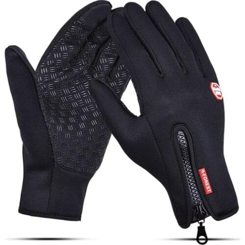 Outdoor Sports Autumn and Winter Ladies Waterproof and Windproof Warm Gloves Riding Touch Screen Zipper Ski Gloves