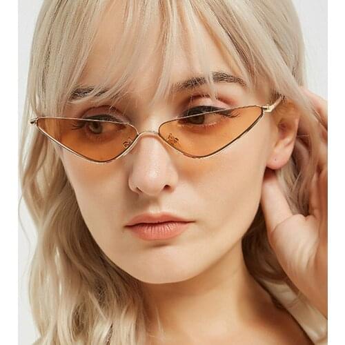 Vintage Triangle Cat Eye Sunglasses Women Sexy Retro Small Metal Frame Mirror Eyewear Brand Designer Feminino Cateye Eyeglasses