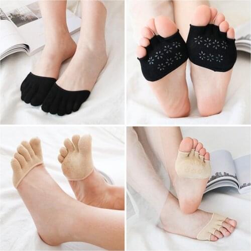 Women Socks Summer Thin Split Toe Half Palm Socks Invisible Forefoot Cushion Foot Pad Breathable Cotton Socks