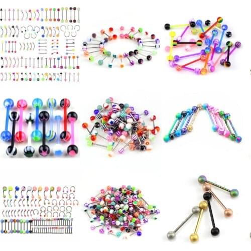 1 set Sexy Jewelry Colorful Assorted Ball Tongue Nipple Bar Ring Barbell Piercing Tongue Body Jewelry Body Jewelry