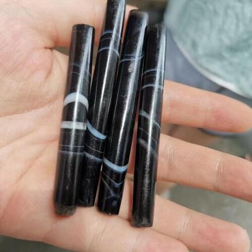 1pcs/lot old antique black and white striped agate tube beads all natural gem jewelry Accessories diy wholesale Luxurious bulk