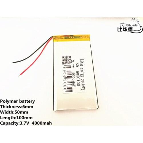 10pcs/lot 3.7V 4000mAh 6050100 Polymer Lithium LiPo Rechargeable Battery For GPS PSP DVD