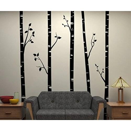 5 Large Birch Trees With Branches Wall Stickers for Kids Room Removable Vinyl Wall Art Baby Nursery Wall Decals Quotes D641B