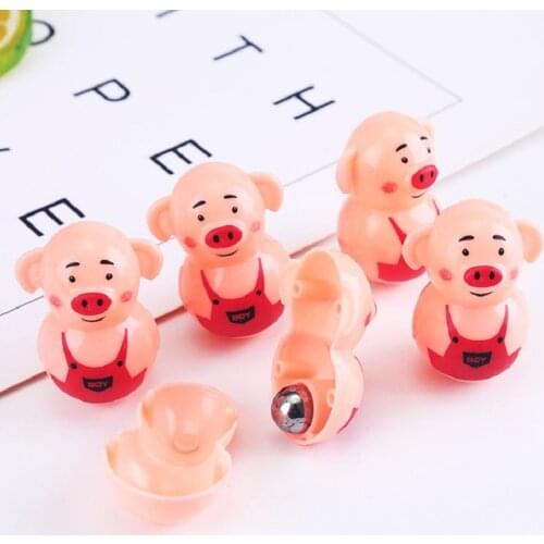 5pcs/lot Mini Pig Tumbler Toys Classic Cute Funny Kids Fashion Gifts Lovely Piggy Learning Educational Toys Gadgets Boys Girls