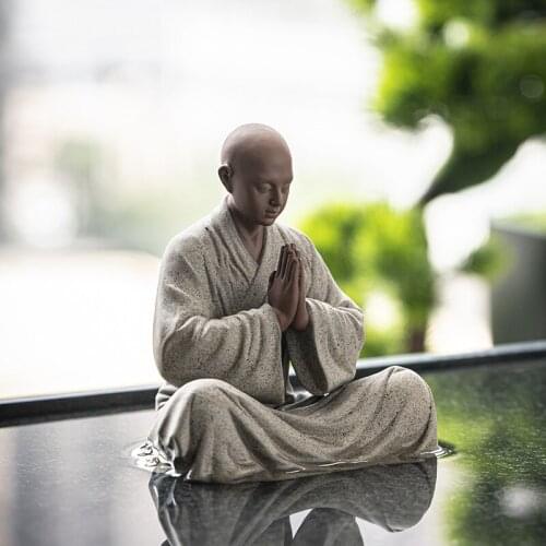 Kung fu Buddhas Accessories Tray Monk Figurine Porcelain Figurines Pet Tea For Home Decoration Statue