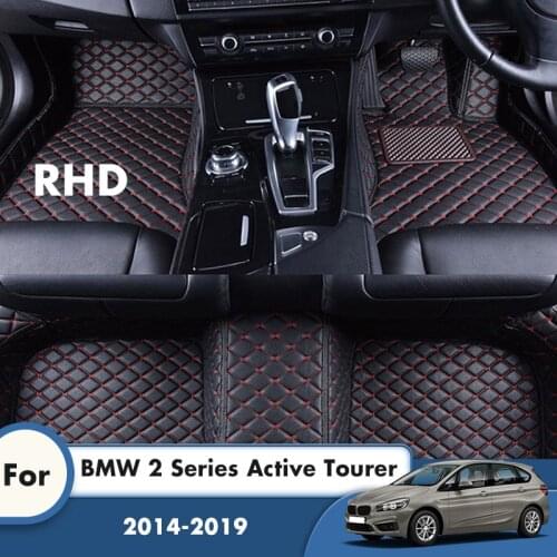 RHD Car Floor Mats For BMW 2 Series Active Tourer 2019 2018 2017 2016 2015 2014 Artificial Leather Carpets Car Accessories Rug