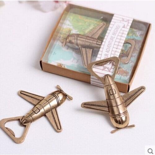 Free shipping wedding favor gift giveaways for guest "Let the Adventure Begin" Airplane Bottle Opener party souvenir