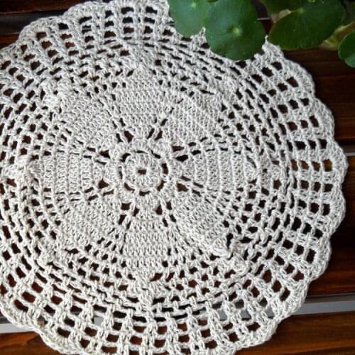 Free shipping zakka 6pic/lot cotton crochet felt for home decor lace doilies with flower tablemat potholder round coaster mats