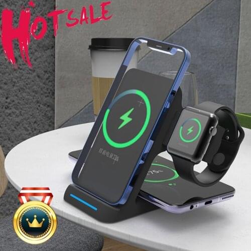 15W Qi Fast Wireless Charger Stand For IPhone 11 12 X 8 Apple Watch 3 In 1 Charging Dock Station For Airpods Pro IWatch
