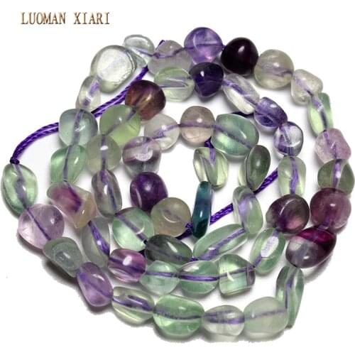 Wholesale Irregular Straight Hole 5-8 mm Natural Fluorite Stone Beads For Jewelry Making DIY Bracelet Necklace Strand 15