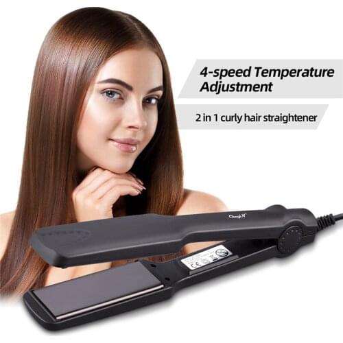CkeyiN Wide Plate Flat Iron Professional Hair Straightener Ceramic Hair Straightening Iron Fast Heating Low Damage Hair Splint