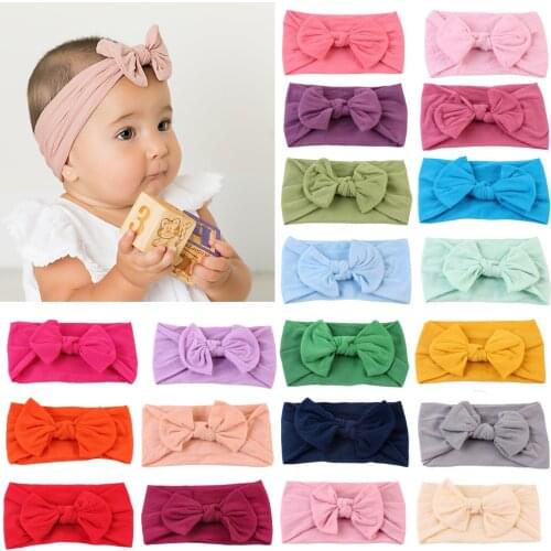 1PCS New Cotton Solid Baby Headband For Cute Girls Kid Wide Bow Knot Turban Elastic Hairbands Handmade Headwear Hair Accessories