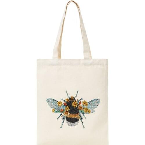 DIY Diamond Painting bee. flower Handbag Tote Mosaic Reusable Eco-friendly Shopping Storage Bags Home Foldable Organizer Gifts