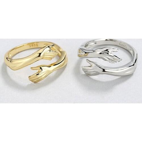 New Romantic Love Hug Hand Ring Creative Love Forever Adjustable Rings For Women Couple Open Rings Fashion Jewelry Lover Gifts